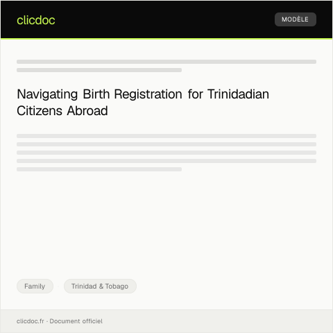 Document preview: Request for registration of birth abroad — Family, Trinidad & Tobago