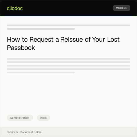 Document preview: Request for Reissue of Lost Passbook from Bank of Baroda — Administration, India