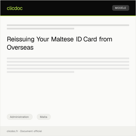 Document preview: Request for Reissue of Maltese ID Card for Resident Abroad — Administration, Malta