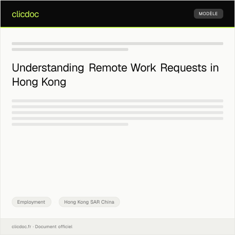 Document preview: Request for Remote Work遠程工作申請 — Employment, Hong Kong SAR China