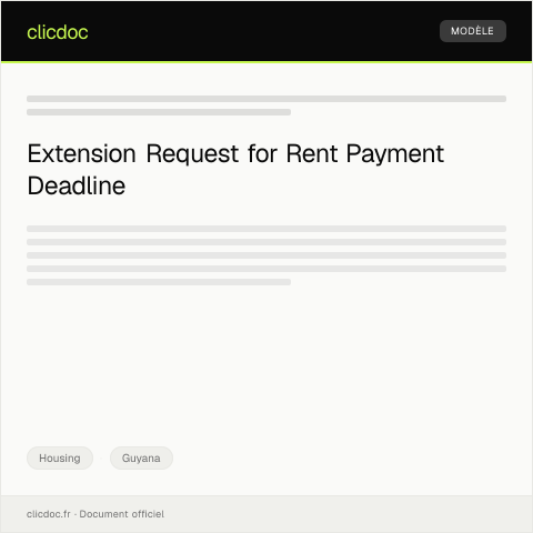 Document preview: Request for Extension of Rent Payment Deadline from Landlord in Guyana — Housing, Guyana
