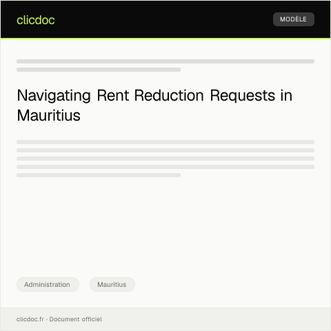 Document preview: Request for Rent Reduction Due to Financial Hardship — Administration, Mauritius