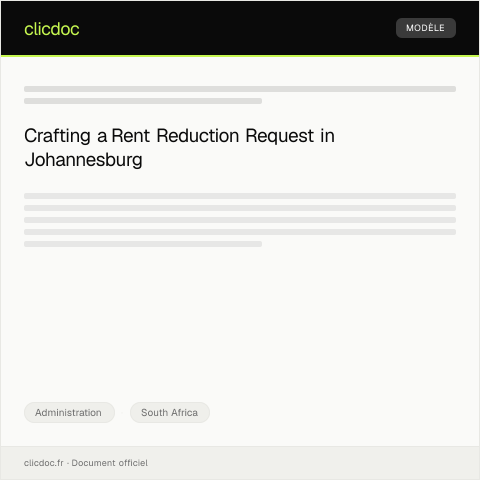 Document preview: Request for Rent Reduction Due to Income Loss in Johannesburg — Administration, South Africa