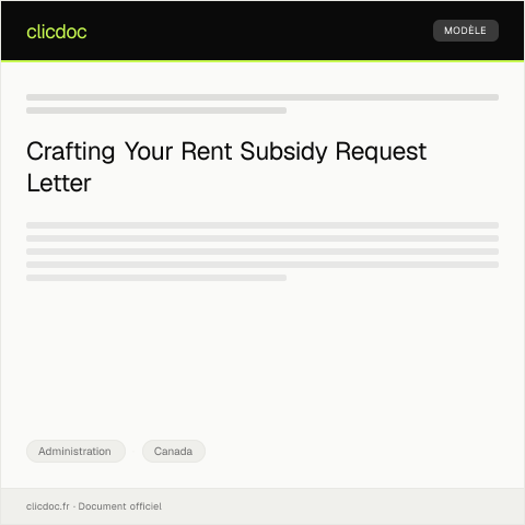 Document preview: Request for Rent Subsidy / Demande de subvention au loyer — Administration, Canada