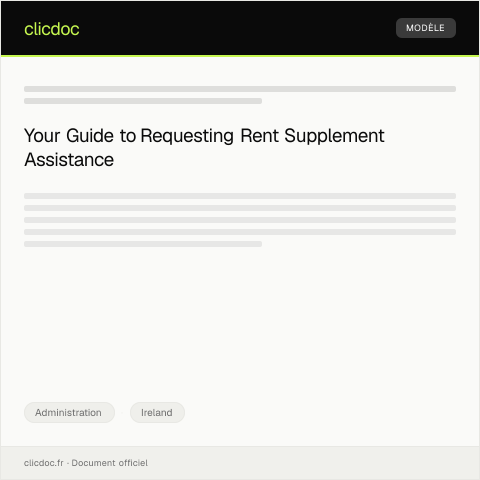 Document preview: Request for Rent Supplement Assistance from Dept of Social Protection — Administration, Ireland
