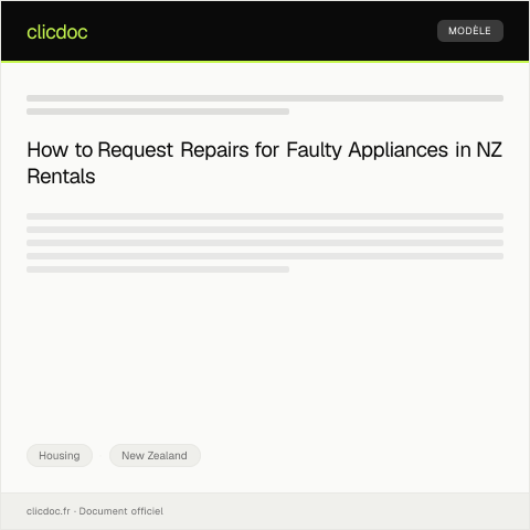 Document preview: Request for Repairs to Faulty Appliances in Rental Property — Housing, New Zealand