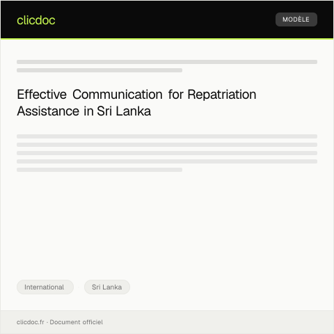 Document preview: Request for Repatriation Assistance from Sri Lanka Consulate in Abroad — International, Sri Lanka