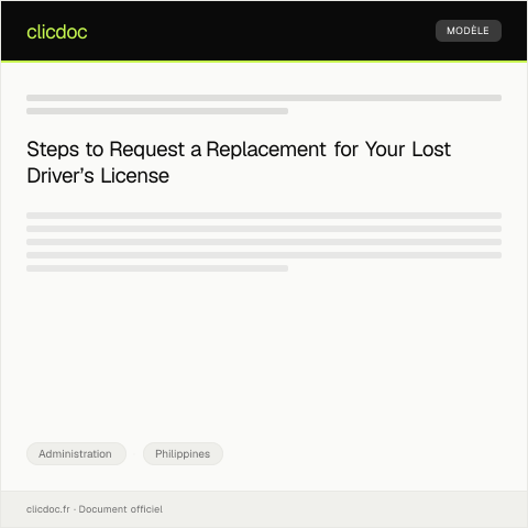 Document preview: Request for Replacement of Lost Driver’s License — Administration, Philippines