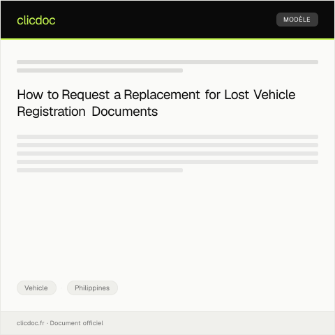 Document preview: Request for Replacement of Lost Vehicle Registration Documents — Vehicle, Philippines