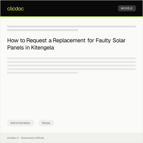 Document preview: Request for Replacement of Faulty Solar Panel System in Kitengela — Administration, Kenya