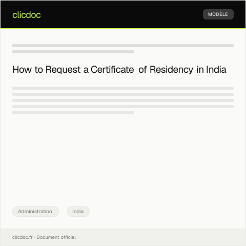 Document preview: Request for Issuance of Certificate of Residency from Local Municipal Authority — Administration, India