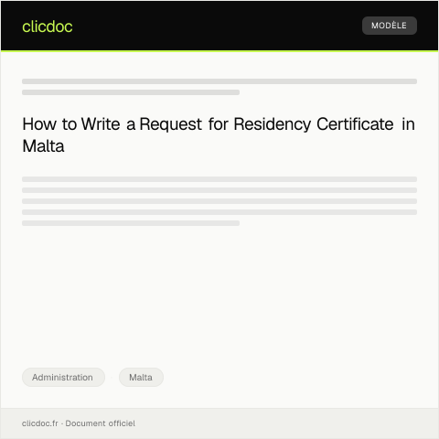 Document preview: Request for Residency Certificate - Identity Malta Agency — Administration, Malta