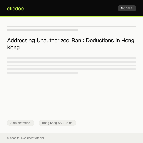 Document preview: Request for Reversal of Unauthorized Bank Deduction — Administration, Hong Kong SAR China