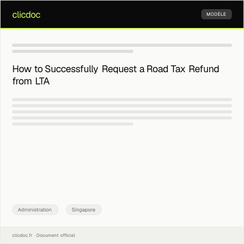 Document preview: Request for Road Tax Refund from LTA — Administration, Singapore