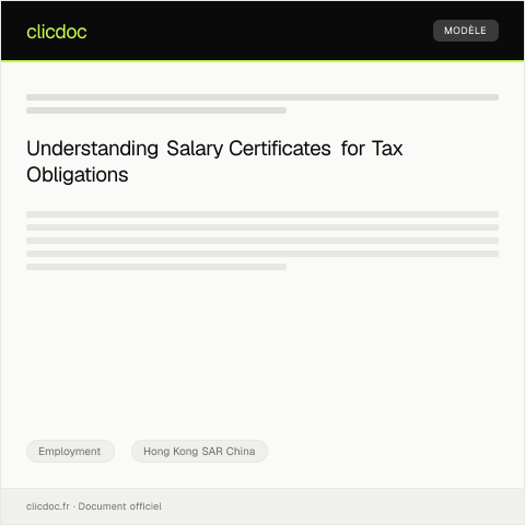 Document preview: Request for Salary Certificate for Tax Purposes — Employment, Hong Kong SAR China