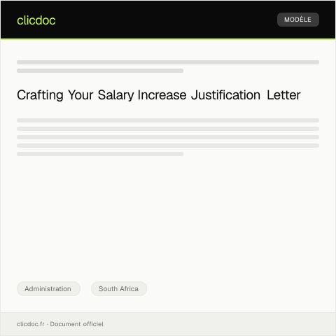 Document preview: Request for Salary Increase Justification Letter — Administration, South Africa