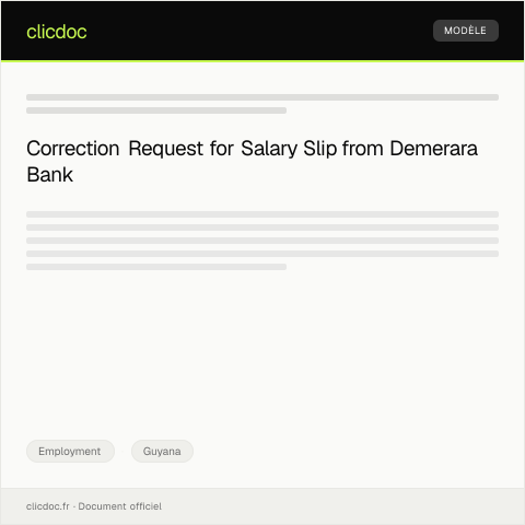 Document preview: Request for Salary Slip Correction from Demerara Bank Human Resources — Employment, Guyana