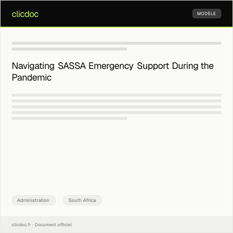 Document preview: Request for SASSA Emergency Support Package During COVID-19 Pandemic — Administration, South Africa
