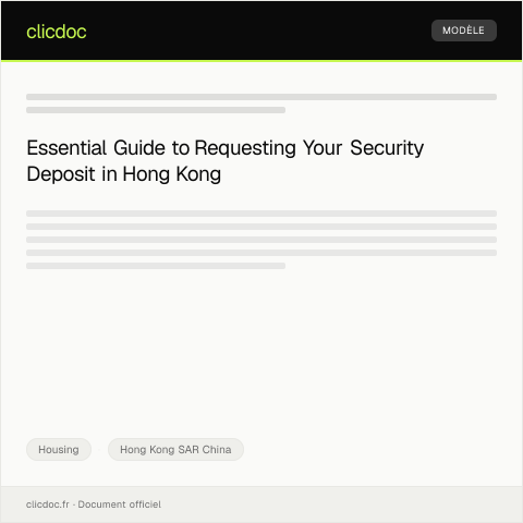 Document preview: Request for Return of Security Deposit after Lease Exit — Housing, Hong Kong SAR China