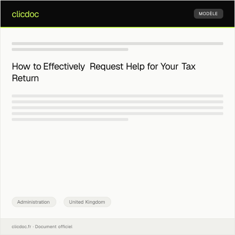Document preview: Request for Self Assessment Tax Return Assistance — Administration, United Kingdom