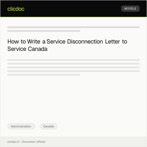 Document preview: Request for Service Disconnection / Demande de résiliation de service — Administration, Canada
