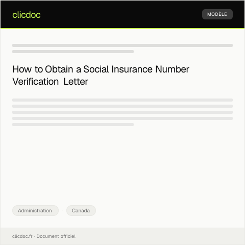 Document preview: Request for Social Insurance Number Verification Letter — Administration, Canada