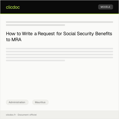 Document preview: Request for Social Security Benefits — Administration, Mauritius