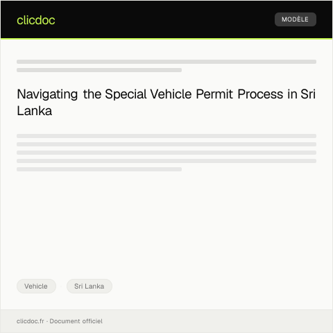 Document preview: Request for Special Vehicle Permit — Vehicle, Sri Lanka