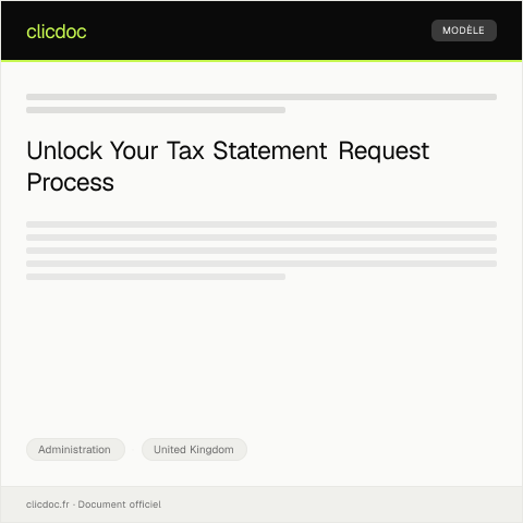 Document preview: Request for Statement of Account for Tax Purposes — Administration, United Kingdom