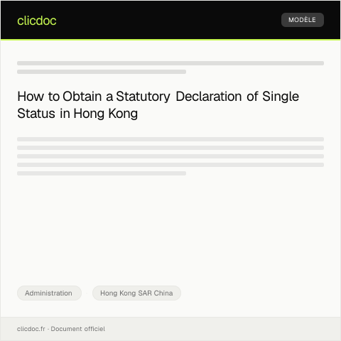 Document preview: Request for Statutory Declaration of Single Status for Marriage in Hong Kong — Administration, Hong Kong SAR China