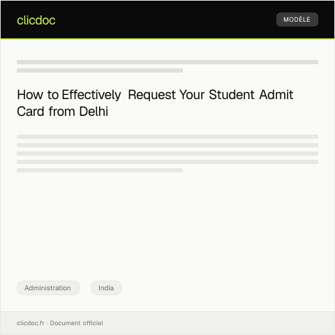 Document preview: Request for Student Admit Card from University of Delhi — Administration, India