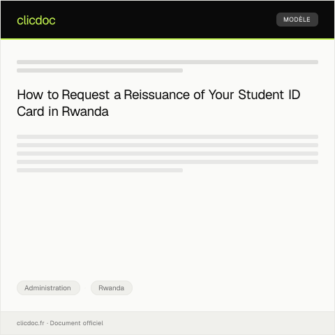 Document preview: Request for Student ID Card Reissuance from Rwanda Education Board — Administration, Rwanda