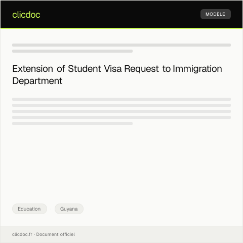 Document preview: Request for Extension of Student Visa at the Guyana Immigration Department — Education, Guyana