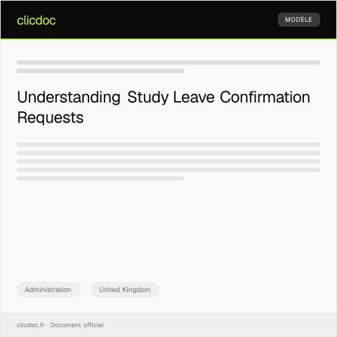 Document preview: Request for Study Leave Confirmation — Administration, United Kingdom