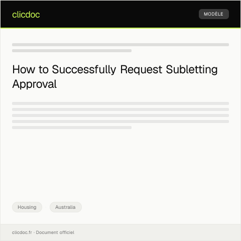 Document preview: Request for Subletting Approval from Property Manager — Housing, Australia