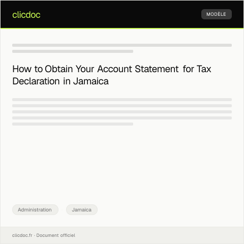 Document preview: Request for Account Statement for Tax Declaration Purposes — Administration, Jamaica