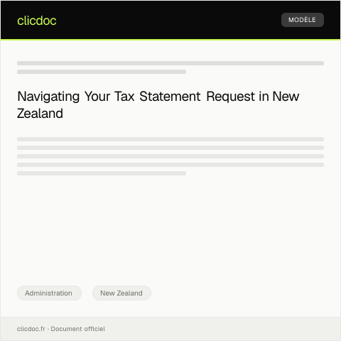 Document preview: Request for Statement of Account for Tax Purposes — Administration, New Zealand