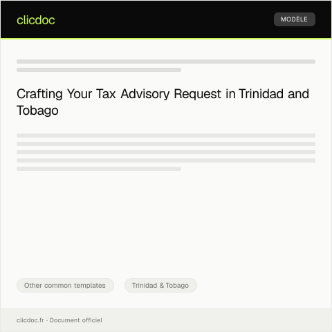 Document preview: Request for Tax Advisory Services — Other common templates, Trinidad & Tobago