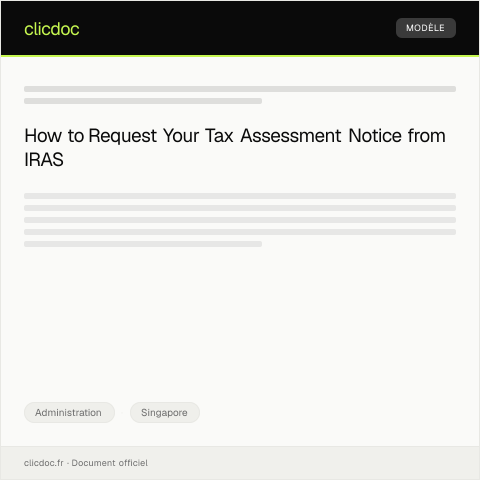 Document preview: Request for Tax Assessment Notice from IRAS — Administration, Singapore