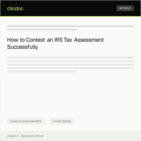 Document preview: Request for a Review of a Tax Assessment — Taxes & social benefits, United States