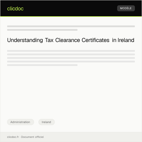 Document preview: Request for Tax Clearance Certificate from Revenue — Administration, Ireland