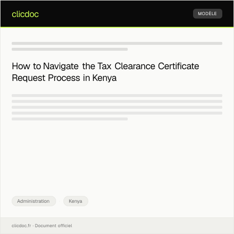 Document preview: Request for Tax Clearance Certificate from Kenya Revenue Authority (KRA) — Administration, Kenya