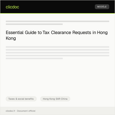 Document preview: Request for Tax Clearance — Taxes & social benefits, Hong Kong SAR China