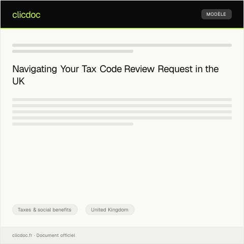 Document preview: Request for Tax Code Review — Taxes & social benefits, United Kingdom