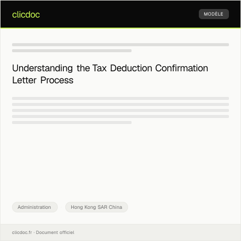 Document preview: Request for Tax Deduction Confirmation Letter — Administration, Hong Kong SAR China