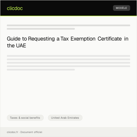Document preview: Request for Tax Exemption Certificate from Federal Tax Authority — Taxes & social benefits, United Arab Emirates