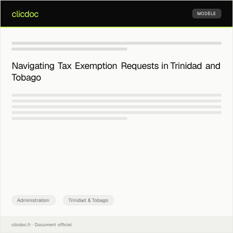 Document preview: Request for Tax Exemption Certificate from Inland Revenue Division — Administration, Trinidad & Tobago