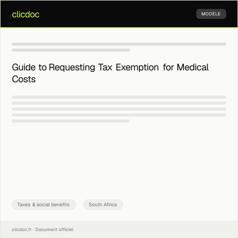 Document preview: Request for Exemption from Tax Payments on Medical Expenses — Taxes & social benefits, South Africa