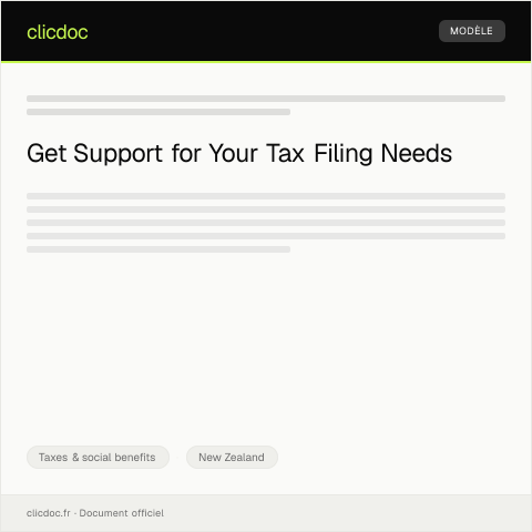 Document preview: Request for Assistance with Tax Filing via Inland Revenue — Taxes & social benefits, New Zealand