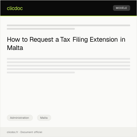 Document preview: Request for Assistance with Tax Filing Deadline Extension — Administration, Malta